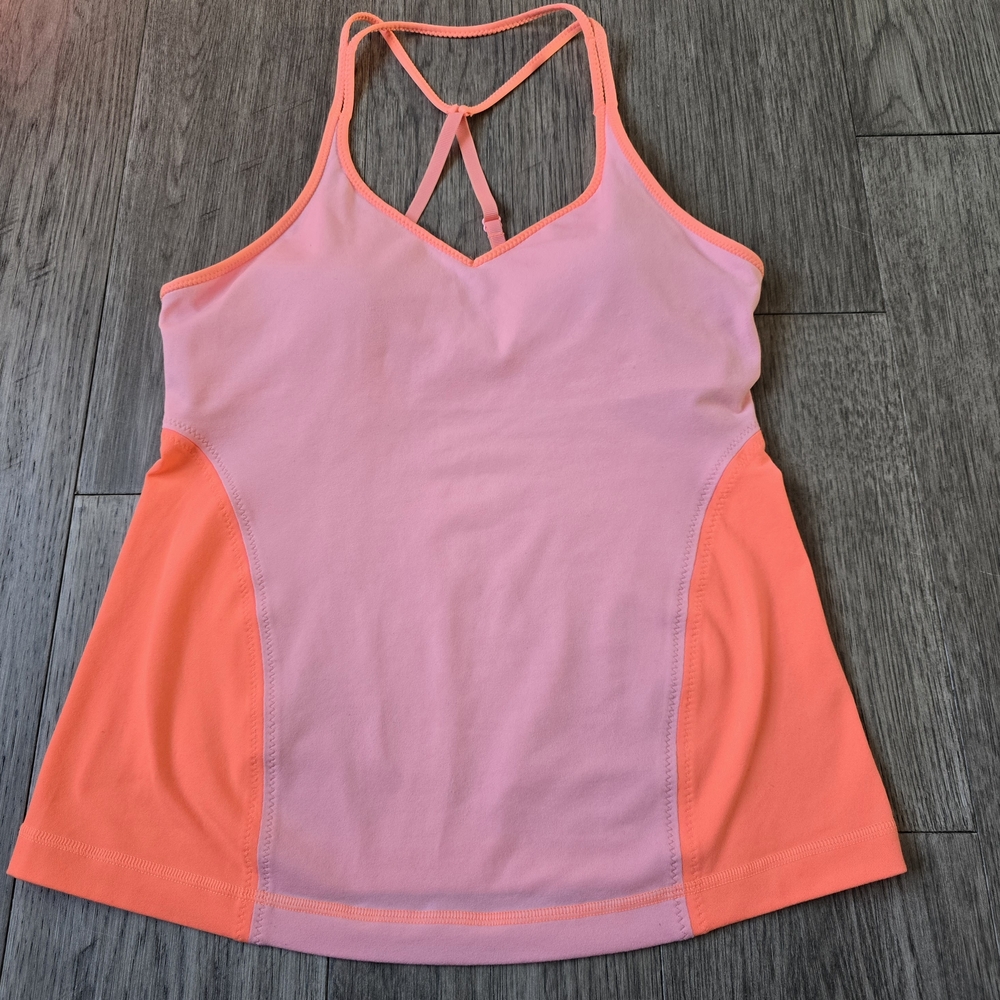 lululemon athletica Surya Tank In Size 8. Bleached Coral & Pop Orange- Yoga